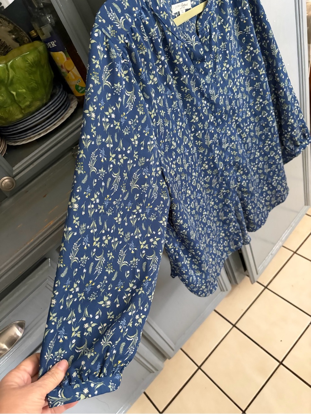 Jachs Navy Blue Floral Button-Front Blouse - Picture 6 of 8